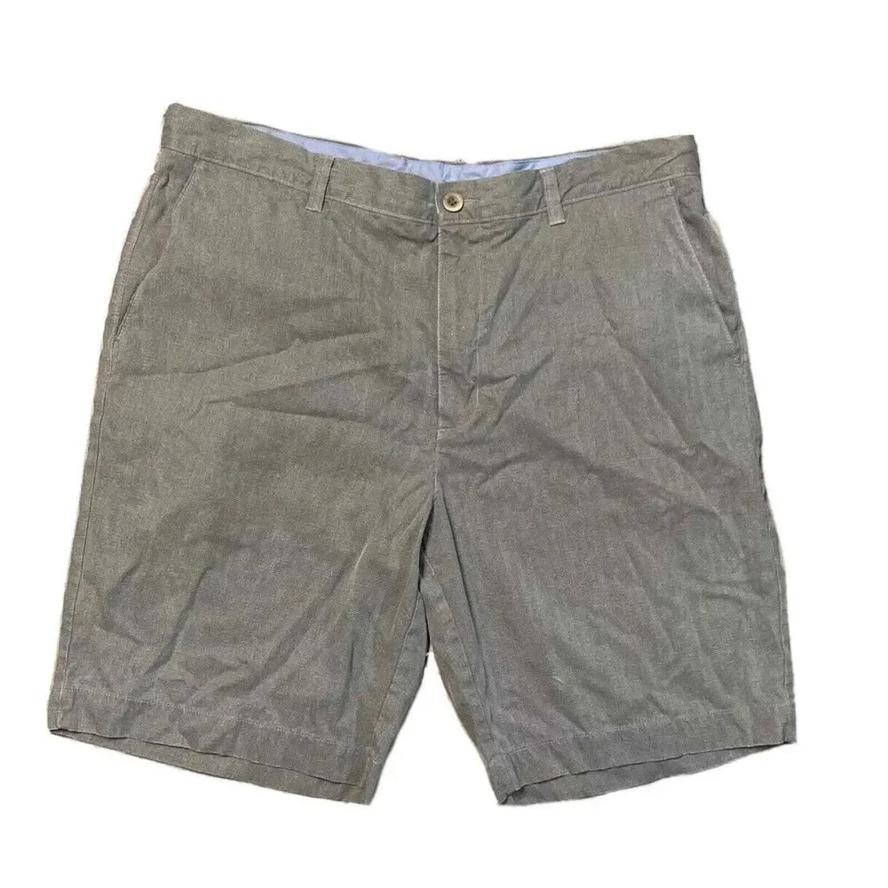Tommy Bahama Mens Shorts Chino Deck 38 Cotton Blend Flat Front Gray Heather